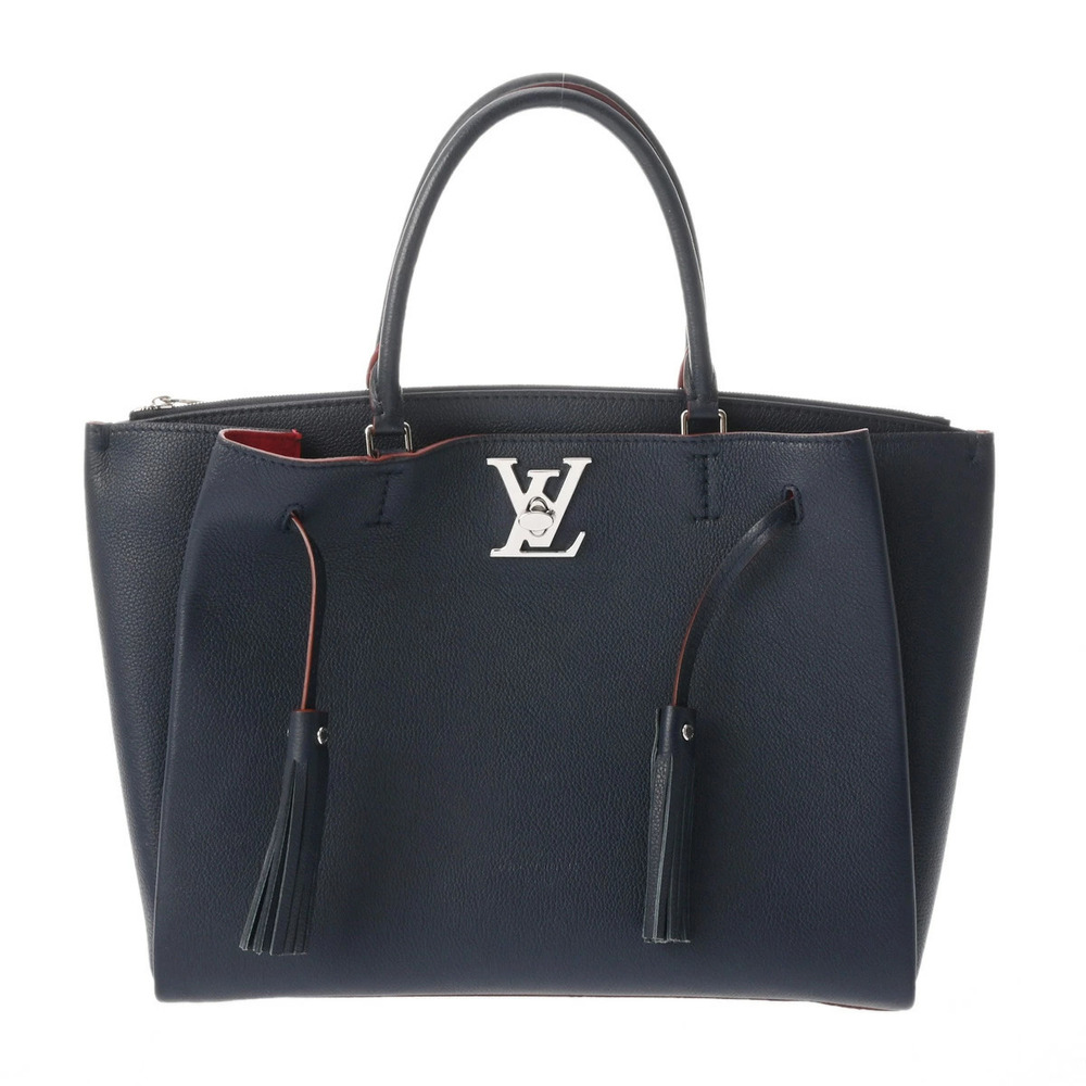 LOUIS VUITTON Lockme Marine Blue Rouge Taurillon Leather Handbag